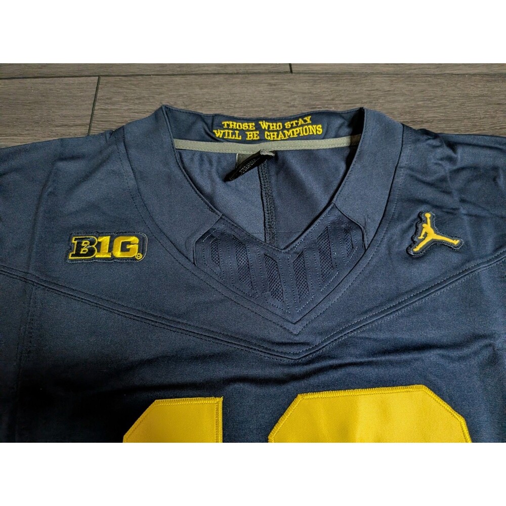Bryce Underwood #19 Michigan Wolverines Blue Stitched Jersey Men's Large - Picture 5 of 5